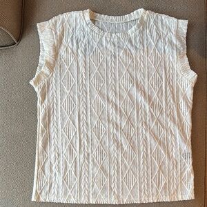White Textured Sleeveless Top